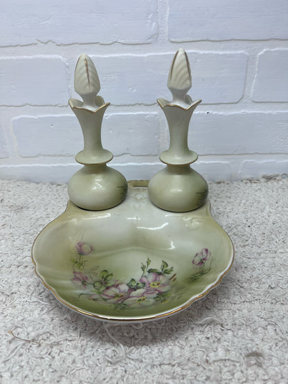 Nippon Vanity Set - Hand painted rose pattern