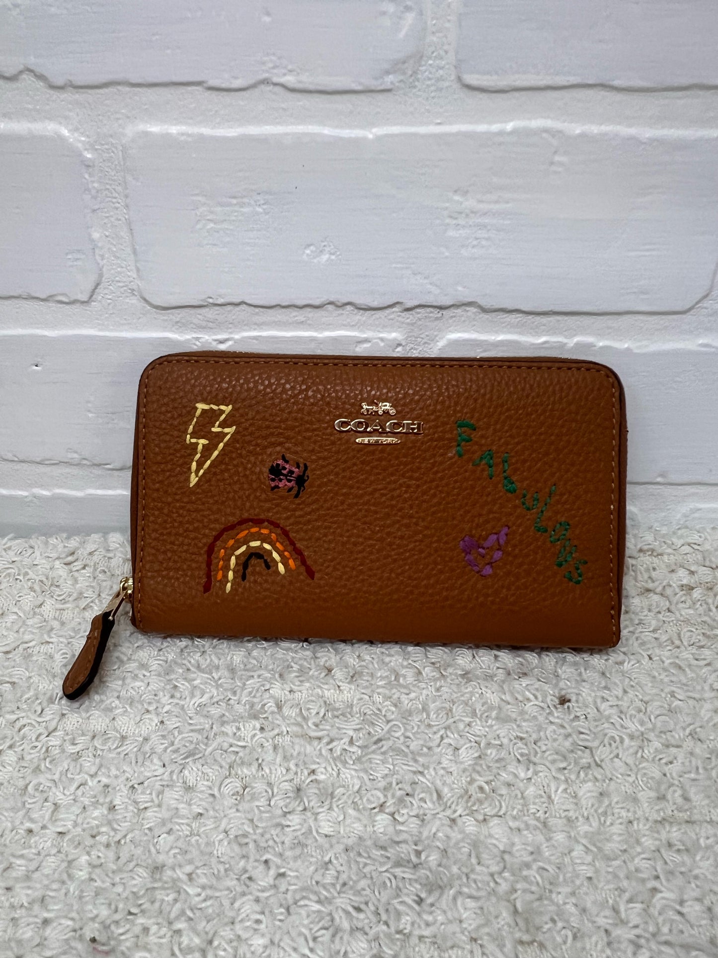 Coach Leather Katy Satchel w/ Diary Embroidery & Coordinating Wallet