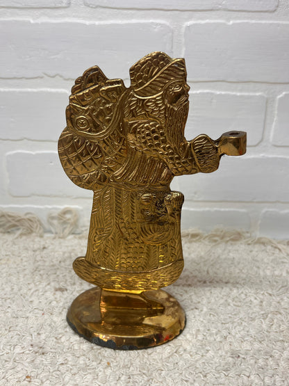 Vintage Brass Santa Taper Candle Holder