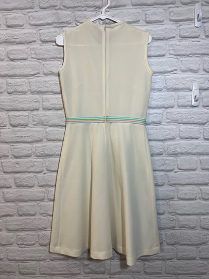 Vintage Dress Vanill Sheath Dress w/ Rainbow Detail