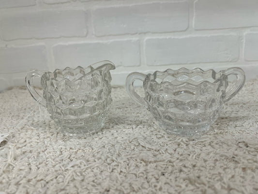 Clear Uranium Glass Cream & Sugar Set