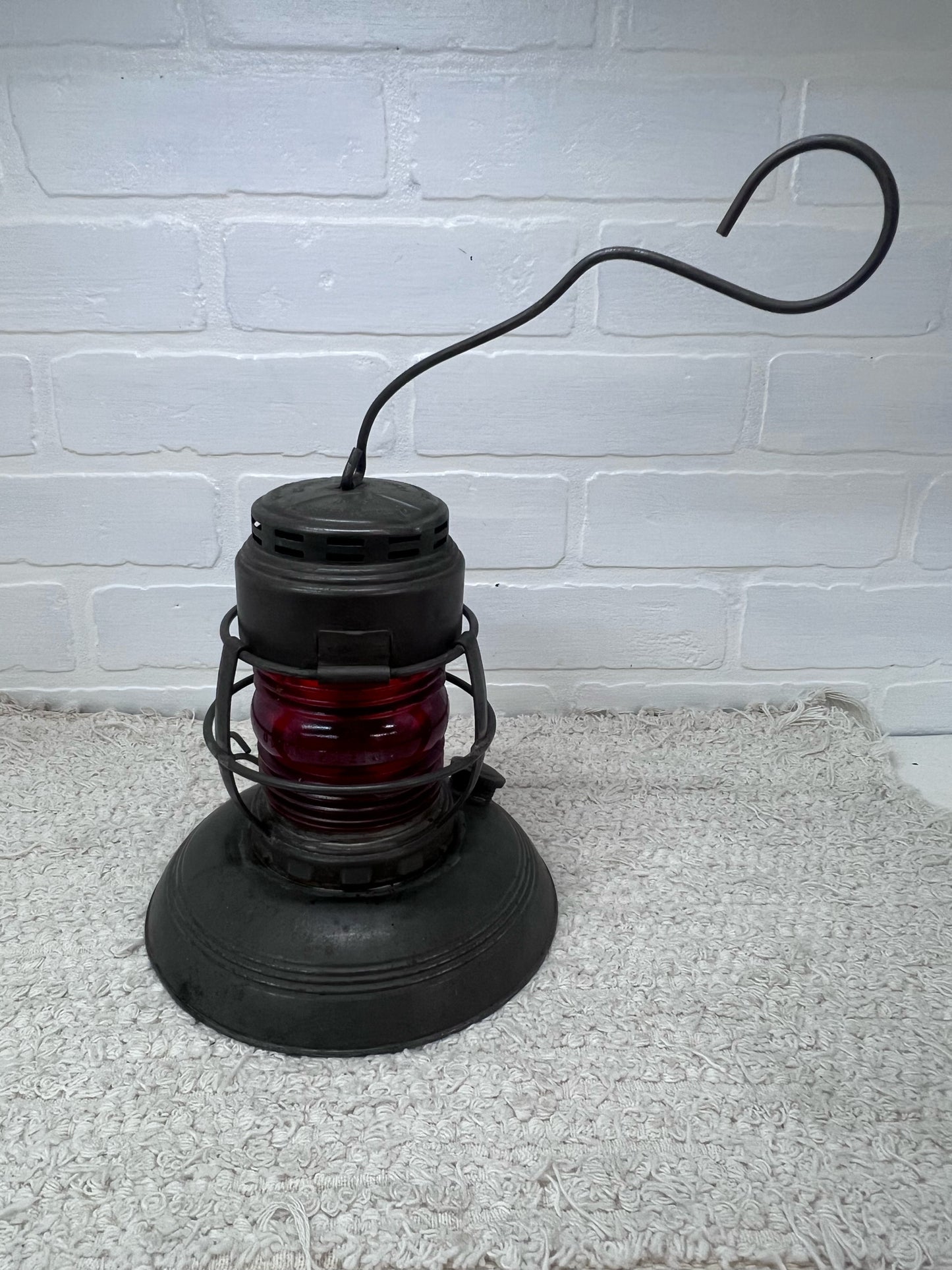 Embury Traffic Gard Kerosene Warning  Lantern Red Lens Circa 1940s