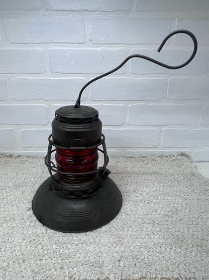 Embury Traffic Gard Kerosene Warning  Lantern Red Lens Circa 1940s