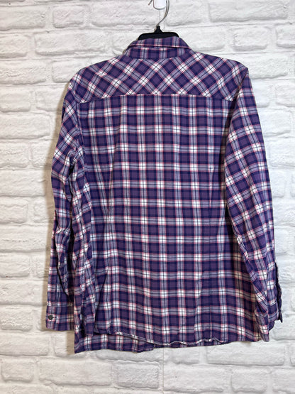 Size 2X Eddie Bauer Purple Plaid Button Down Shirt