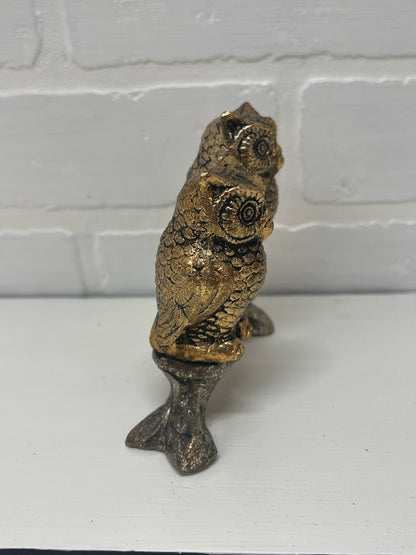 Vintage Metal Owls on Branch Salt & Pepper Set