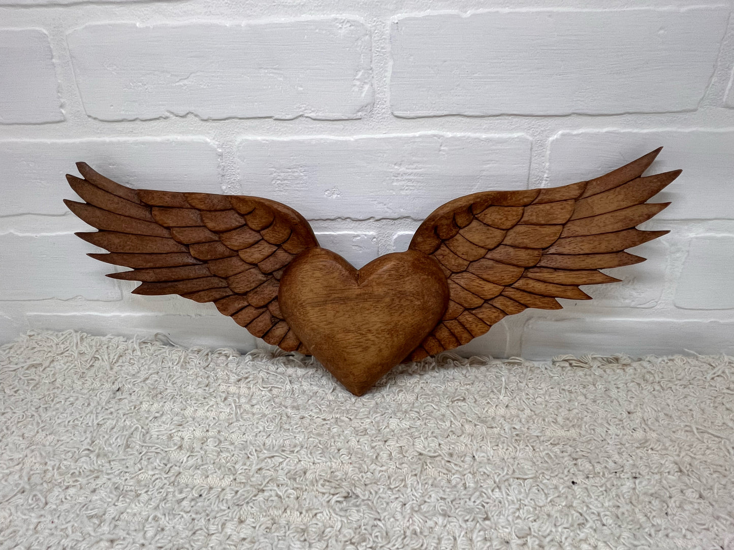 Vintage Wood Carving of Winged Heart