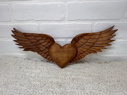 Vintage Wood Carving of Winged Heart