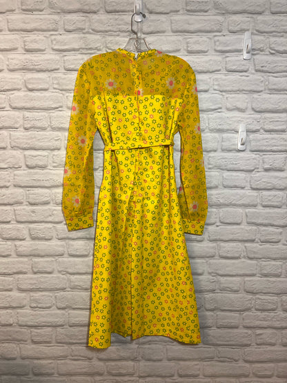 Vintage Bright Yellow Flower Power Mod 60s/70s Dress