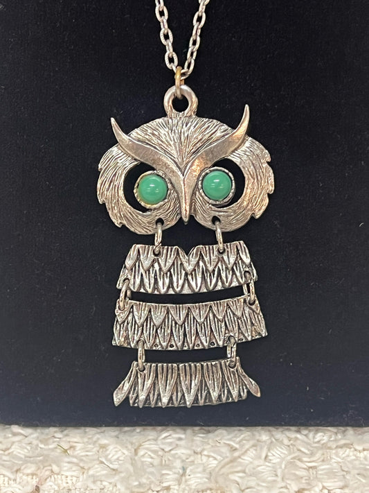 Vintage Silvertone Owl Pendant