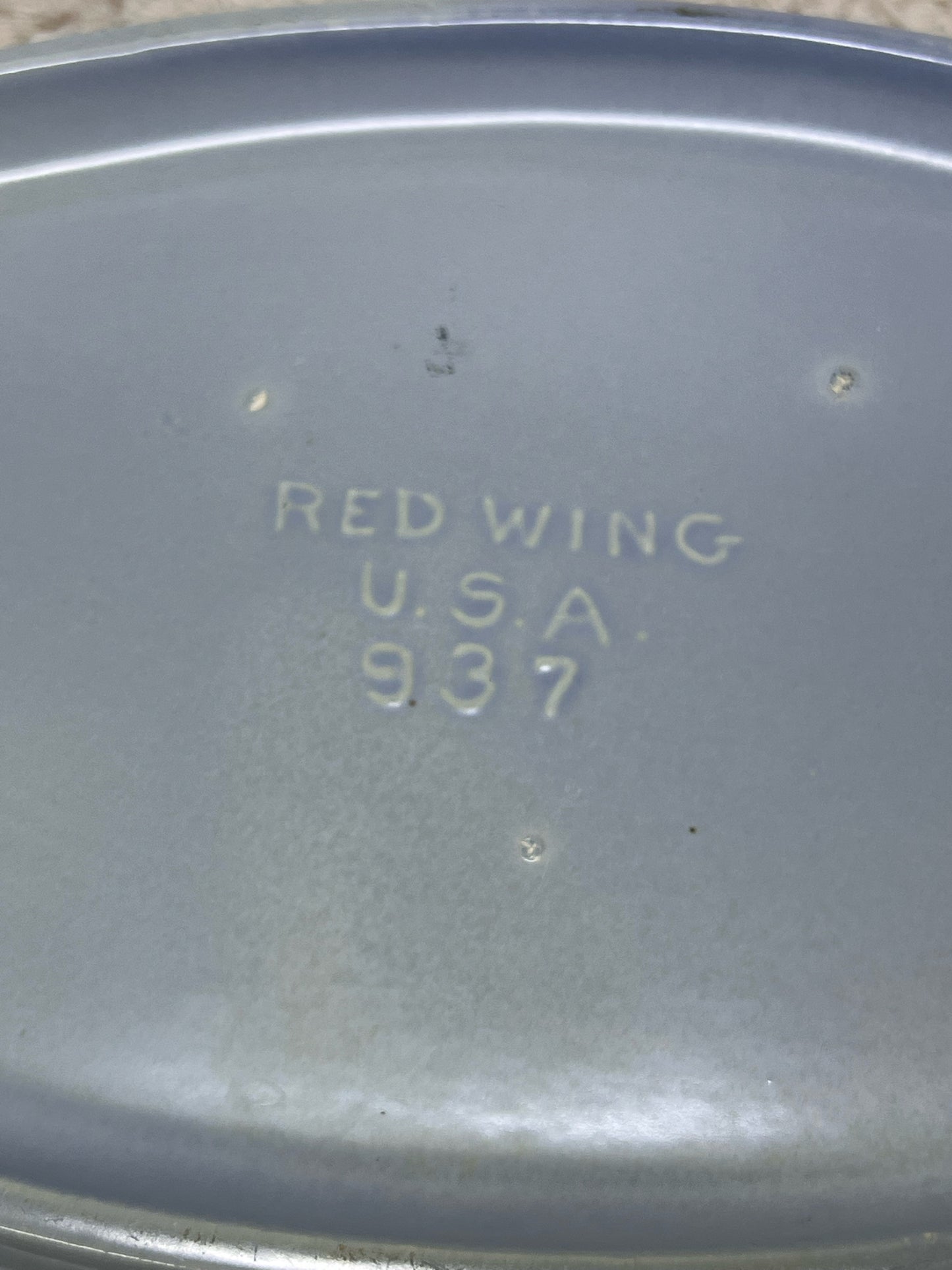 Red Wing Pottery Monarch Line Oval Shallow Planter Blue/Gray Stripe