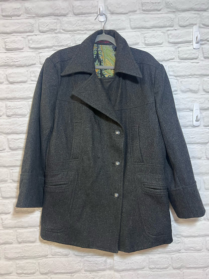 Robert Graham Mens XL Dark Gray Wool Peacoat w/ Paisley Lining