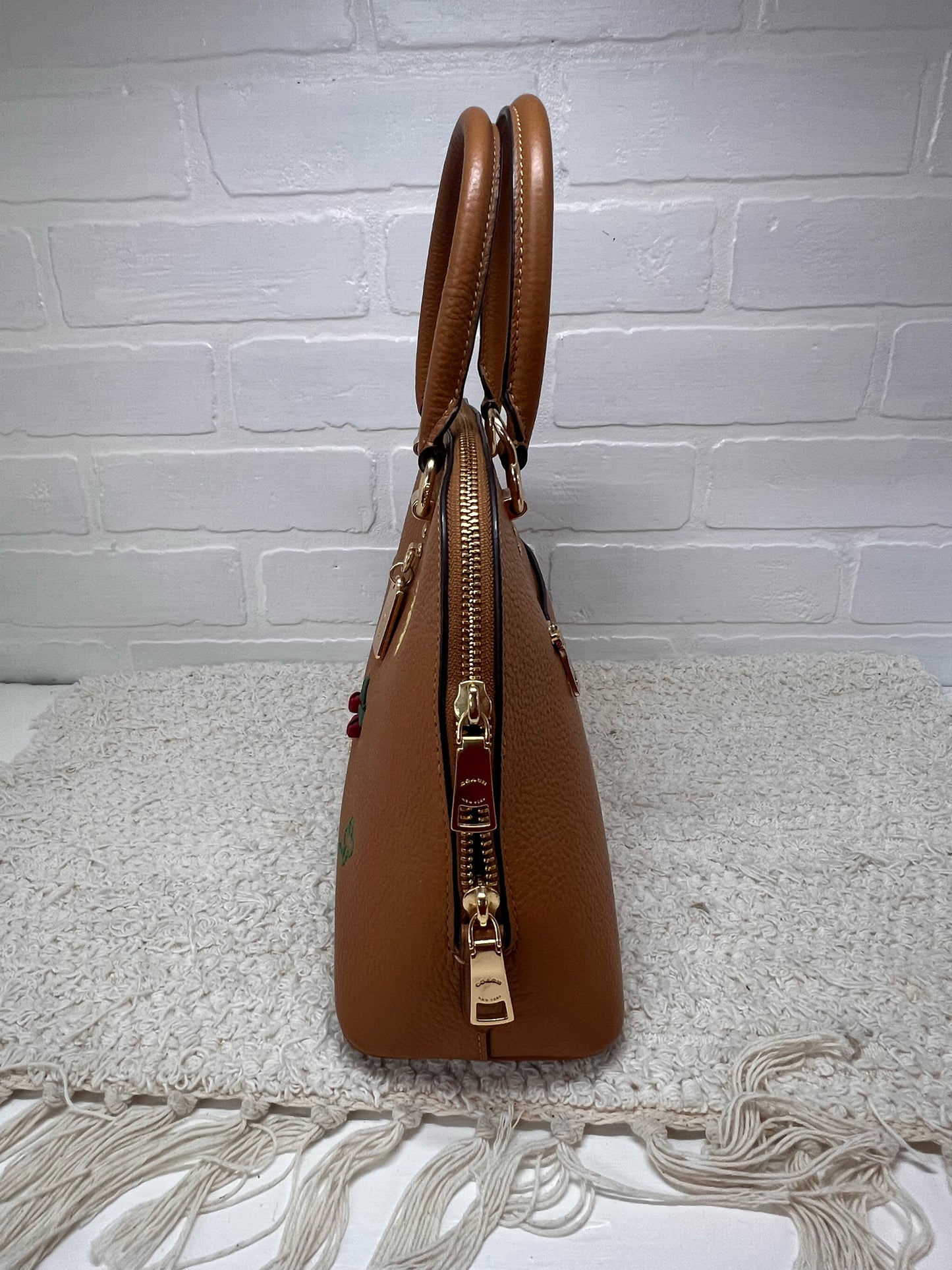 Coach Leather Katy Satchel w/ Diary Embroidery & Coordinating Wallet