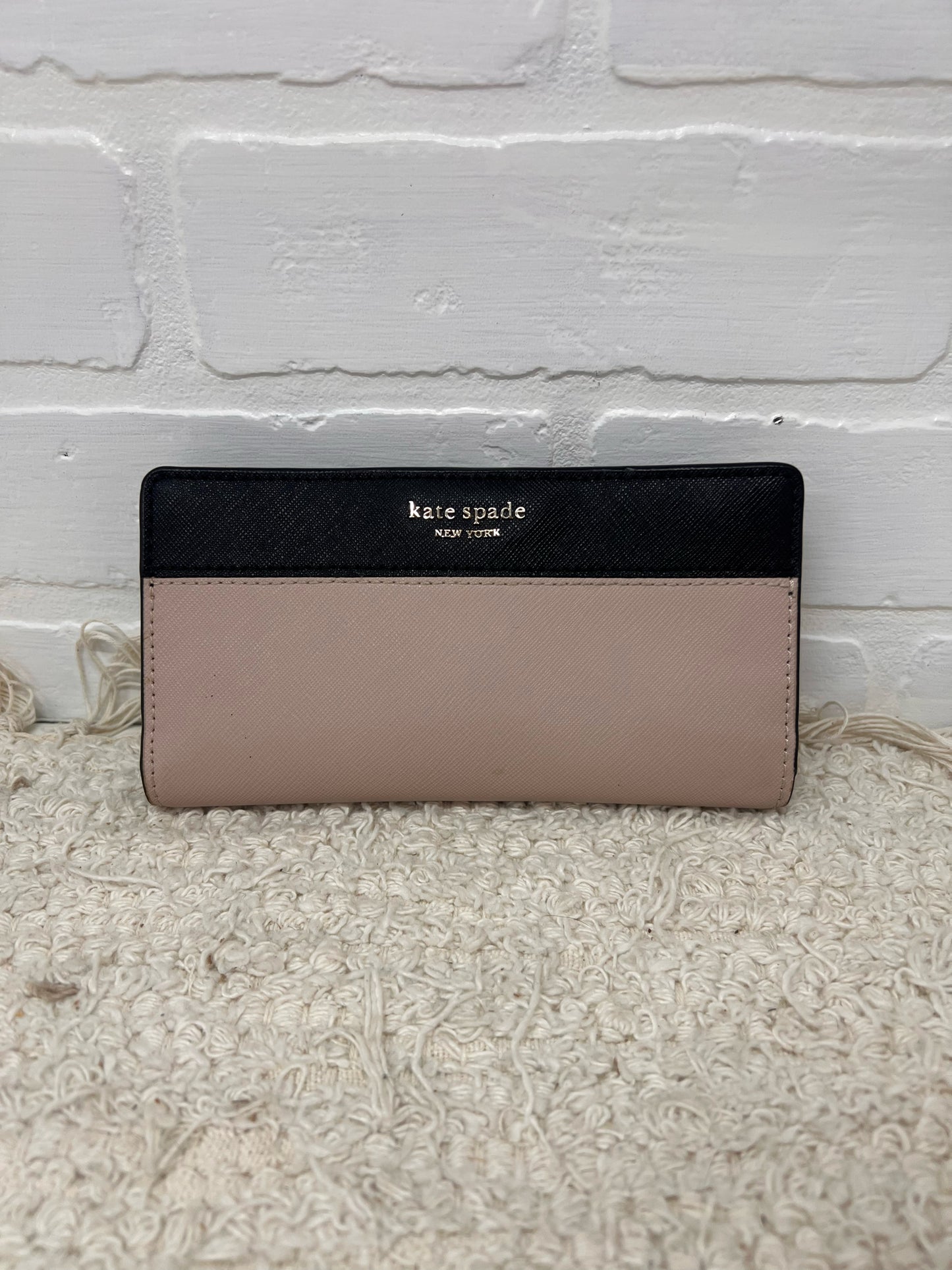 Kate Spade Staci Colorblock Slim Fold Wallet – Black & Nude – Saffiano Leather