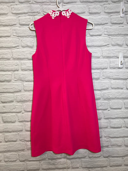 Size 8 Vince Camuto Pink Retro Inspired Sheath Dress w/ Lacy Trim