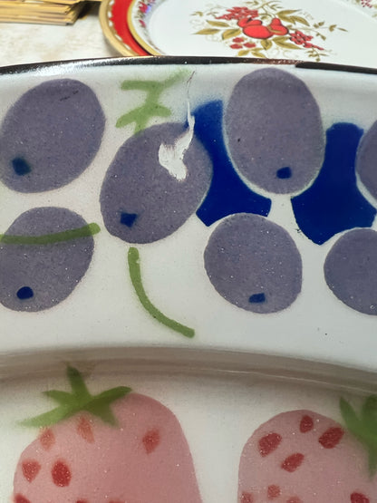 Vintage metal enamel fruit platter