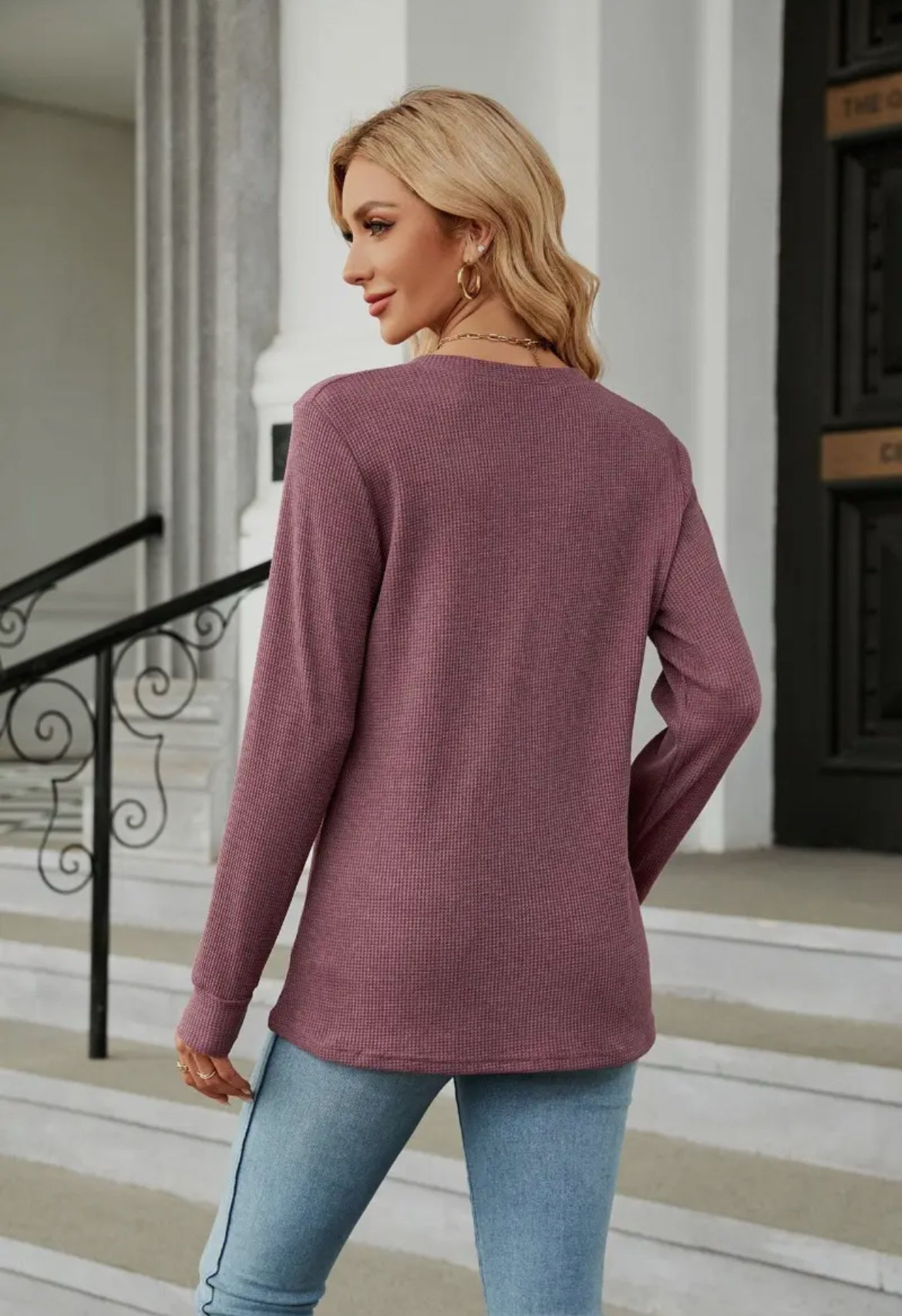 Ninexes Purple Waffle Knit Top