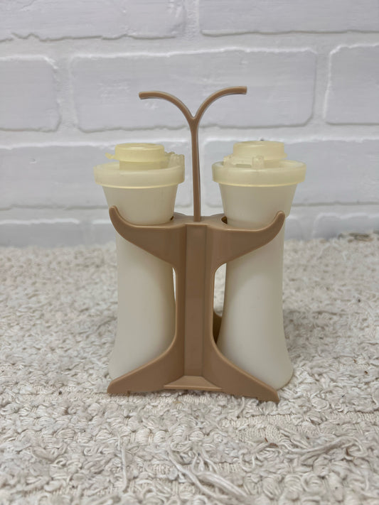 Tupperware Salt & Pepper Shakers in caddy