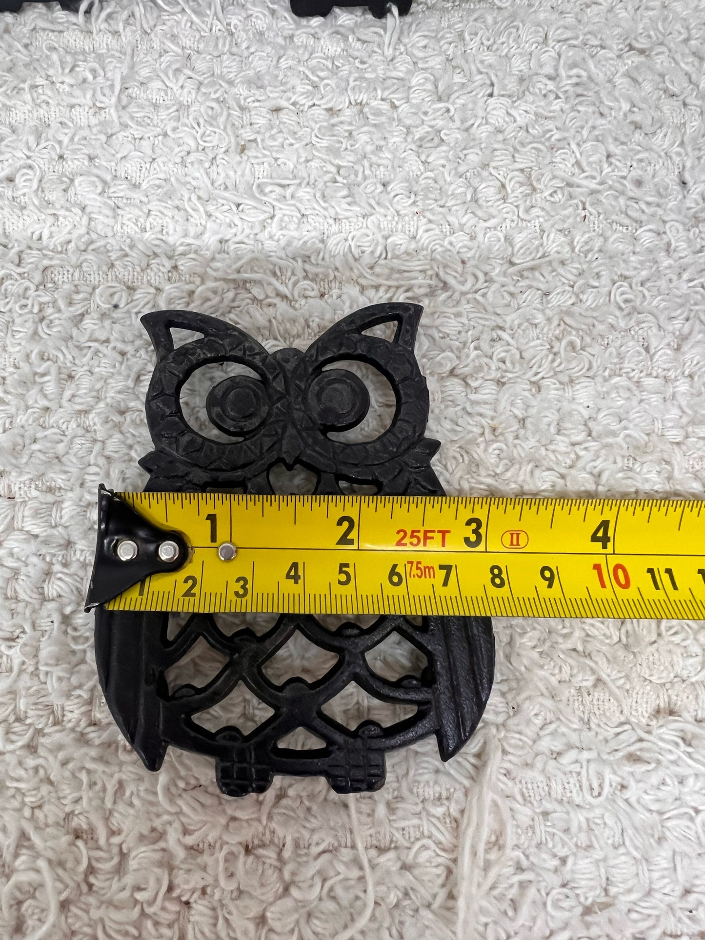 Vintage Metal Owl Trivet Set - Four 4 inch owls