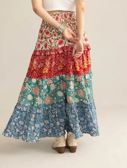 Kismet Patchplay Skirt in Poppy Bloom Sizes S-XXXL