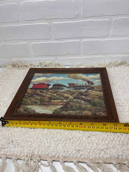 Vintage Framed Jim Rozzi Western Artist Locomotive Print