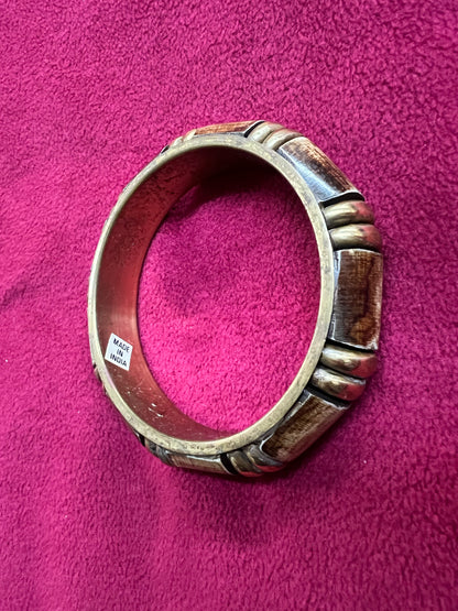 Wood & brass bangle bracelet