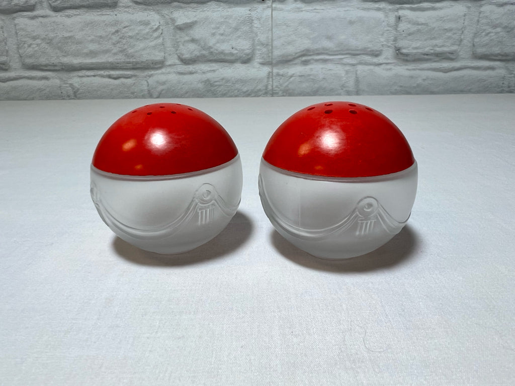 Midcentury Frosted Glass & Bakelite Salt/Pepper Set