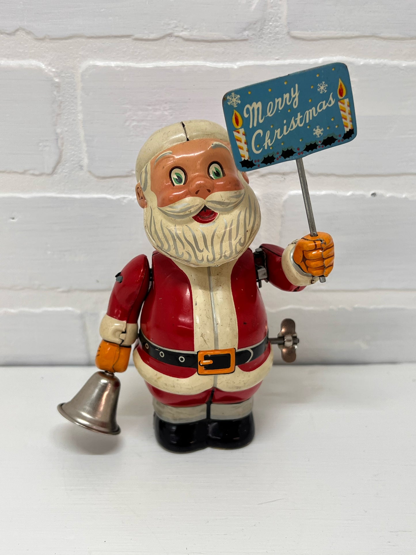 Vintage Wind-up 1950's Santa Tin Lithograph Toy