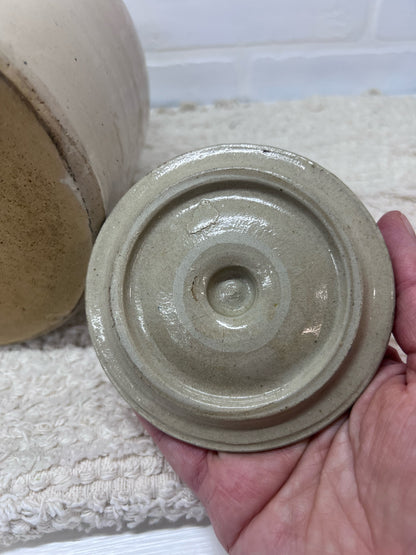 Unbranded Lidded Utilitarian Crock Measures Approx 7" Tall