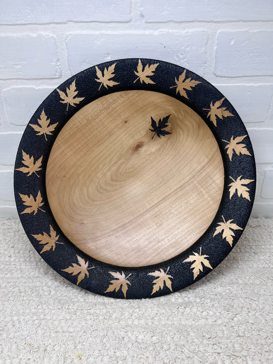 Japanese Wooden Bowl w/ Maple Leaf Detail