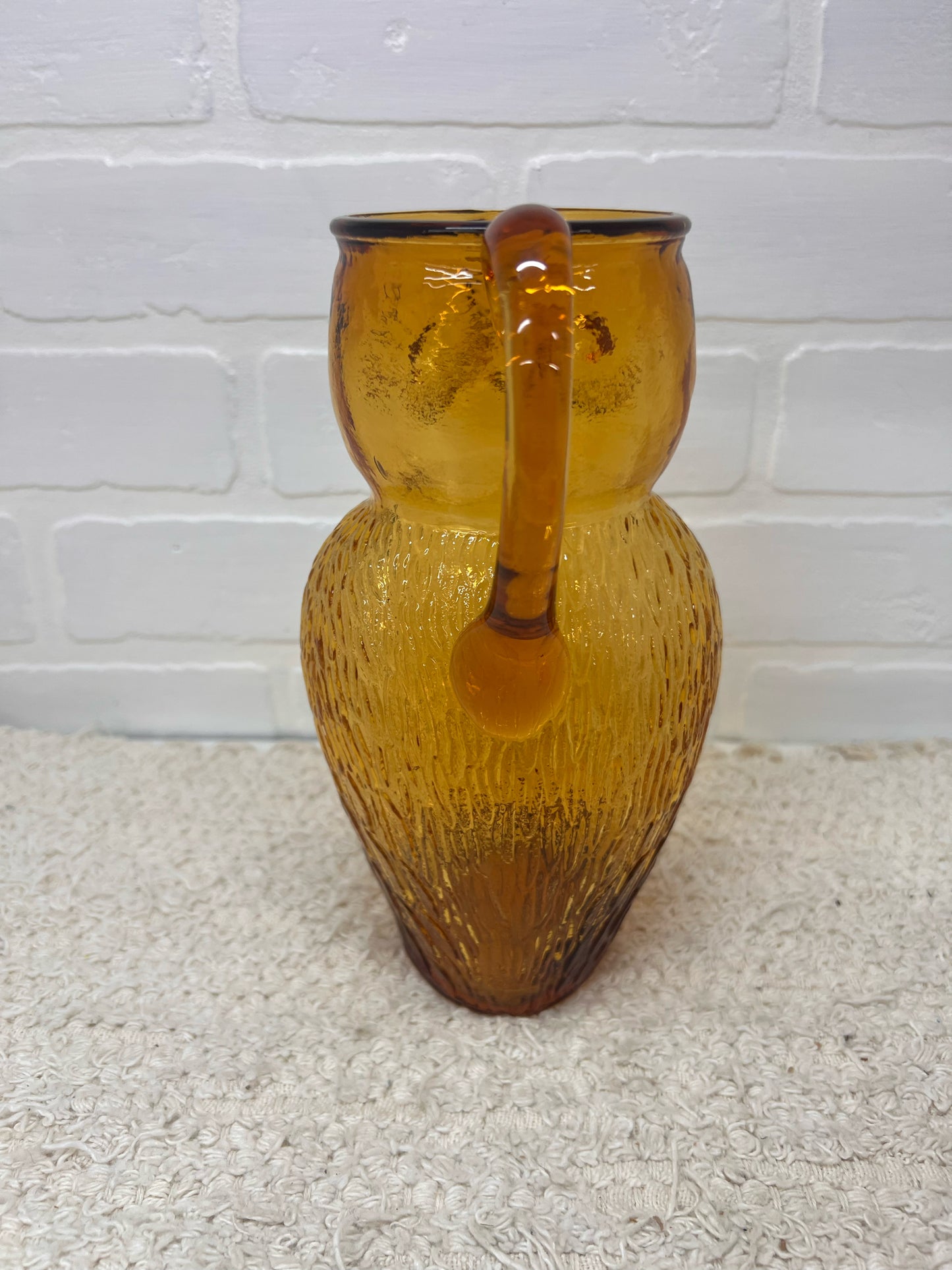 Kanawha MCM Amber Glass Owl Pitcher