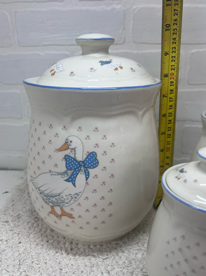 Aunt Rhody Set of 3 Lidded Goose Canisters