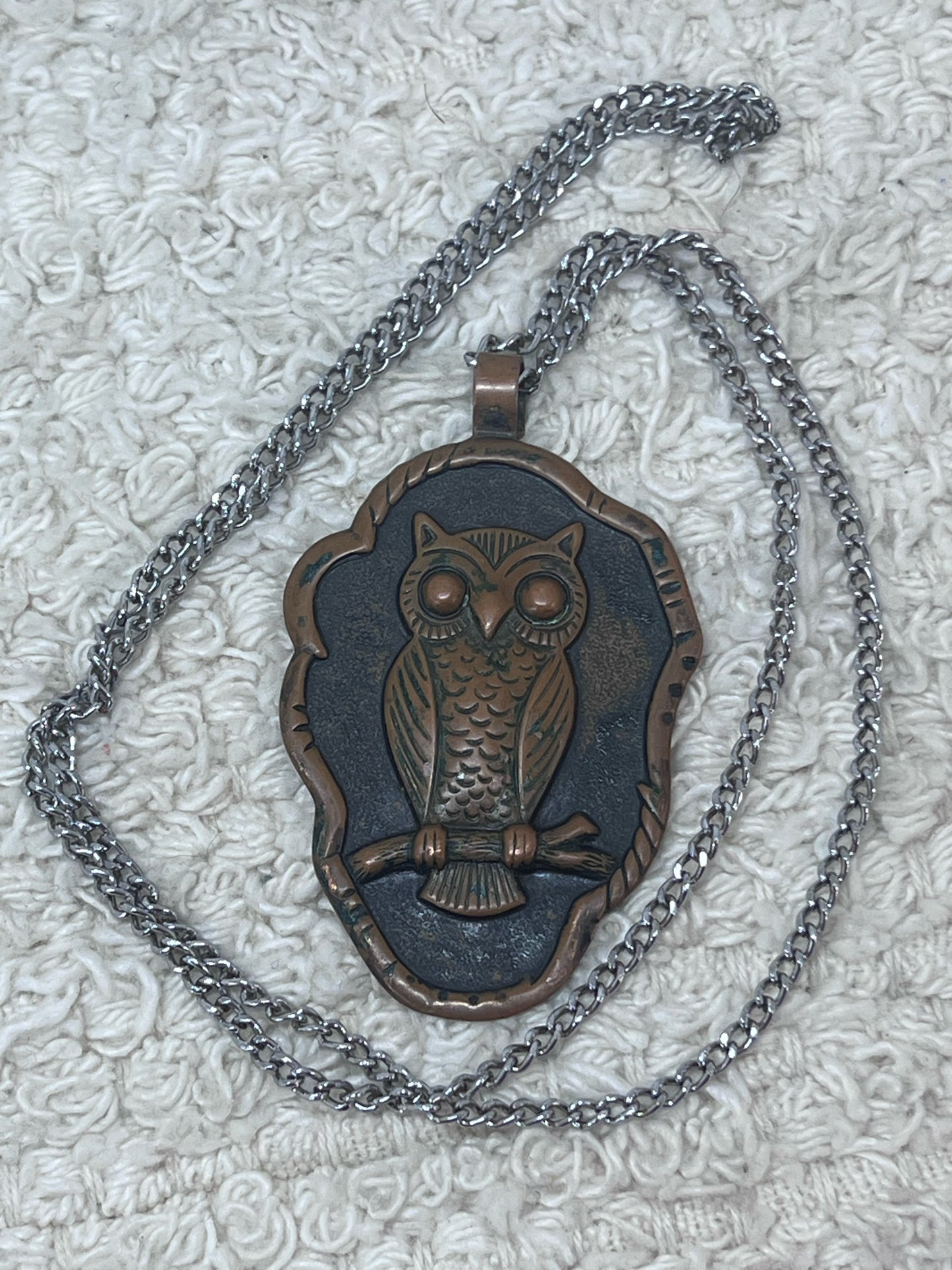 Bell Trading Post Vintage Solid Copper Owl  Pendant