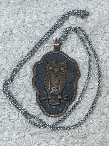 Bell Trading Post Vintage Solid Copper Owl  Pendant