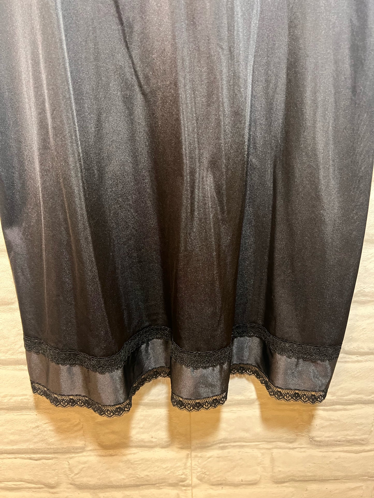 Sears Black Vintage Nylon Slip Size 36 Lace Trim