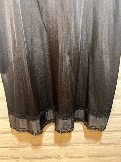 Sears Black Vintage Nylon Slip Size 36 Lace Trim