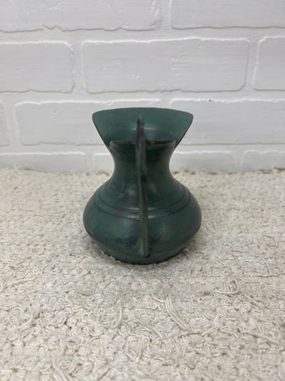 Vintage Green Metal 4" Pitcher w/ Ornate Handle