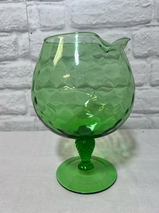 MCM Green optic glass brandy snifter/pitcher