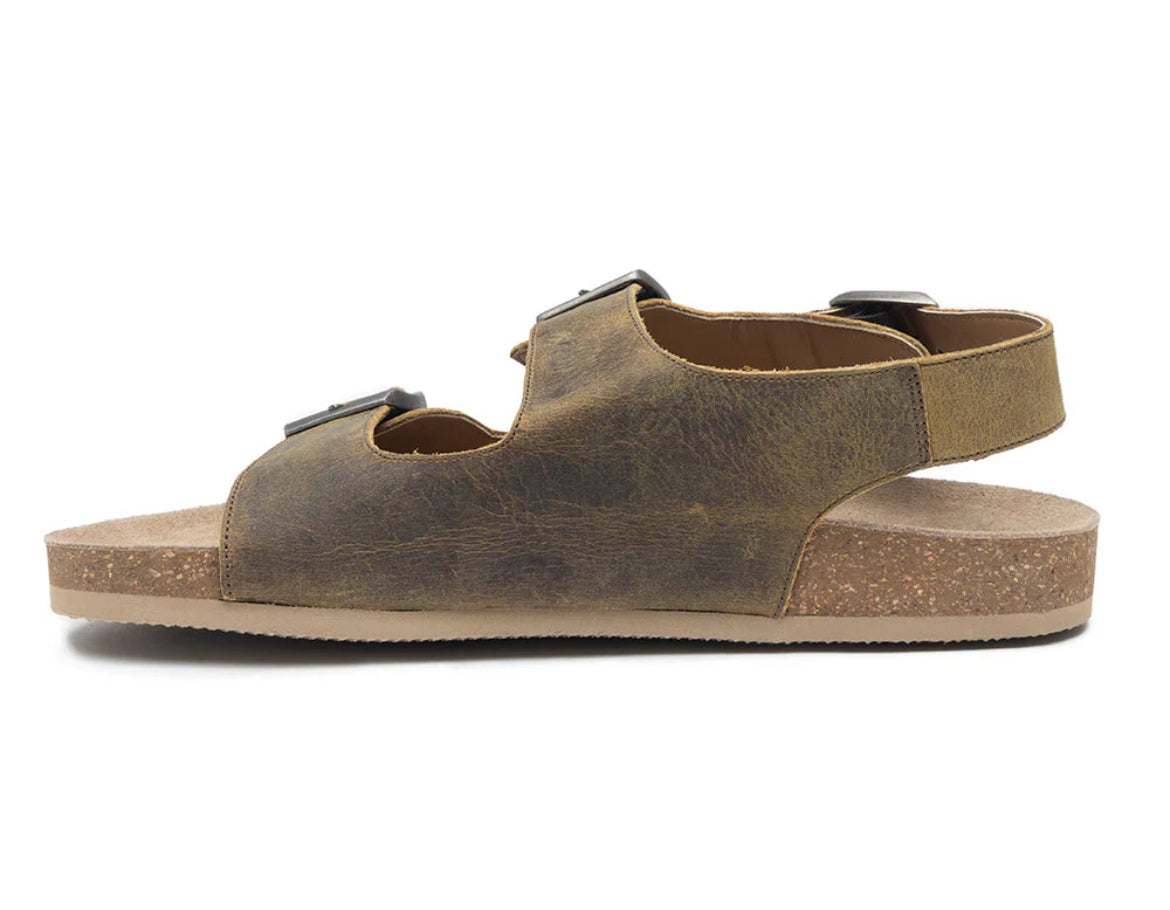 Mountain Path Distressed Brown Suede Leather Sandals by Myra Bag