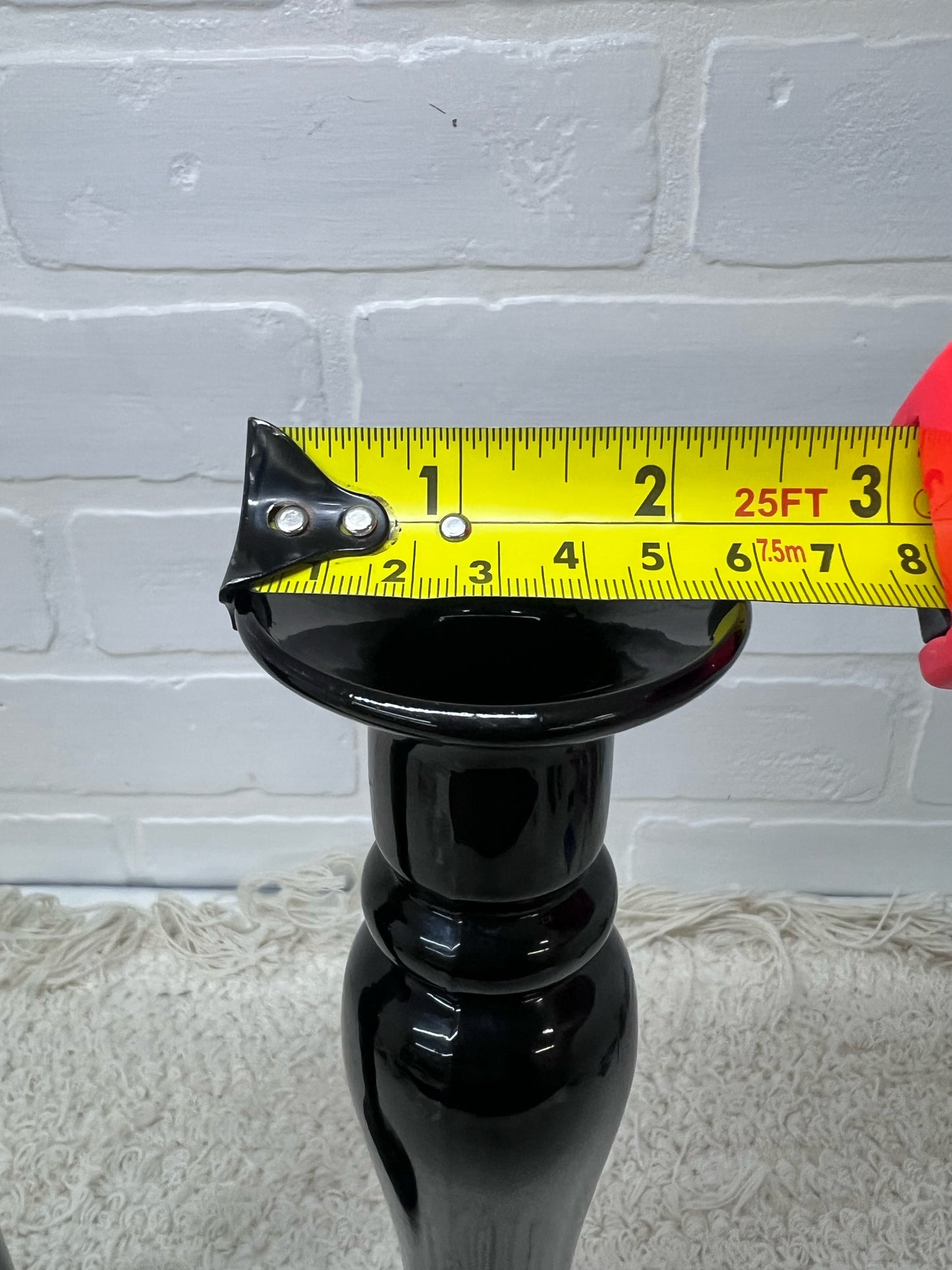 Vintage Black Art Glass Taper Candle Holders 10"