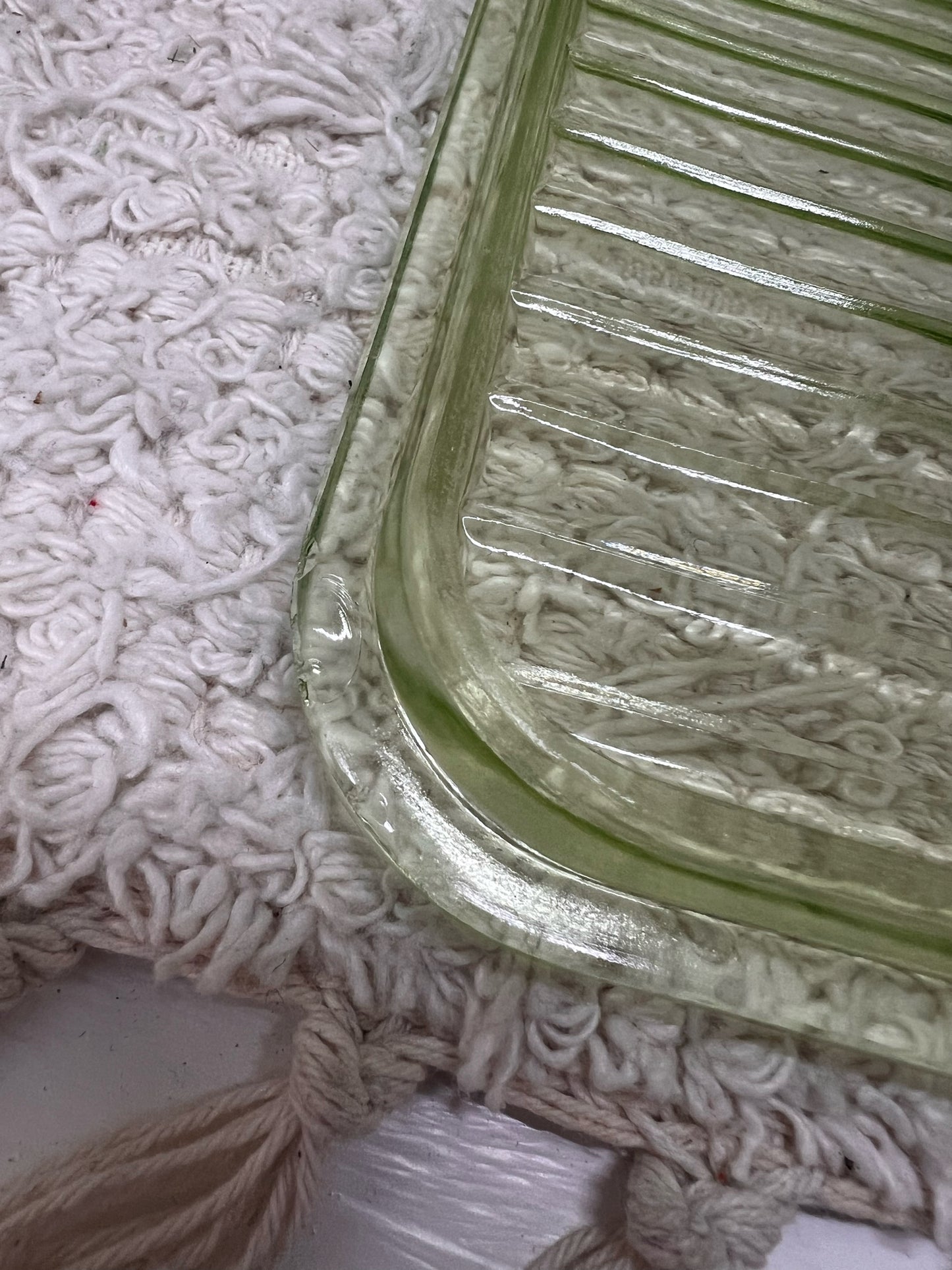 Uranium Glass Large Square Lidded Fridge Dish