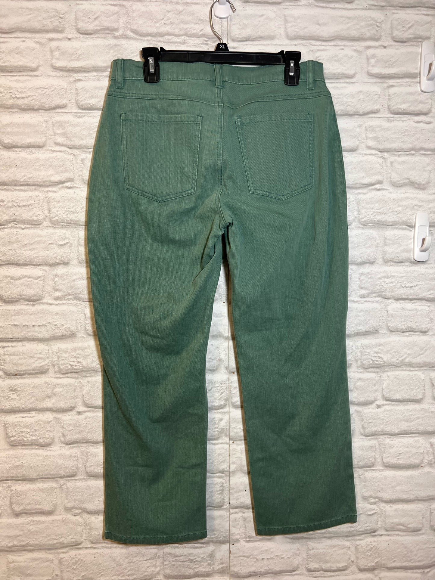 CAbi Size 10 Sage Blue/Green Cropped Jeans