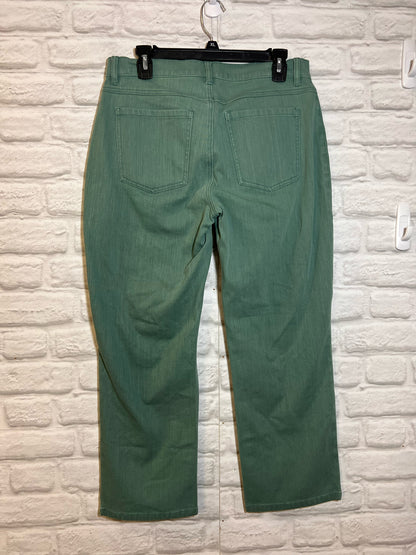 CAbi Size 10 Sage Blue/Green Cropped Jeans