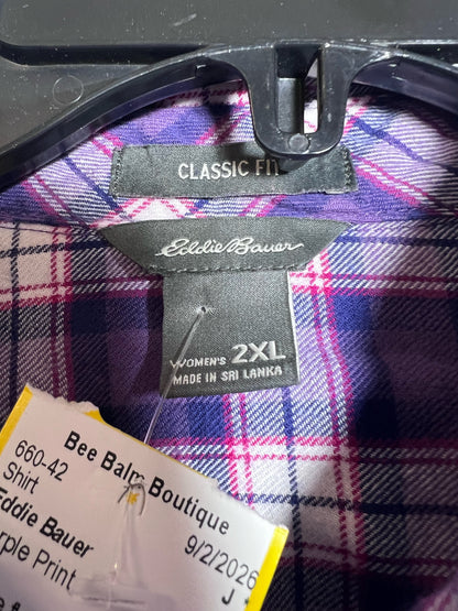 Size 2X Eddie Bauer Purple Plaid Button Down Shirt