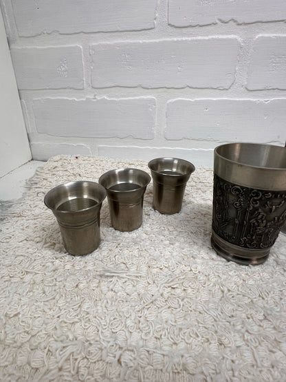 Austrian Pewter Glass Set - Vintage 1970s