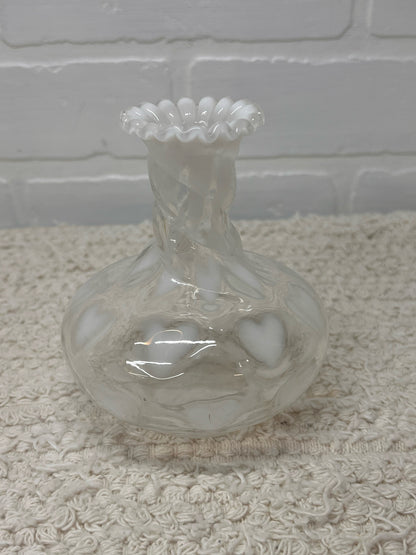 Fenton White Optic Heart Vase