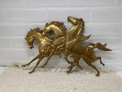 MCM Brass winged horses wall decor