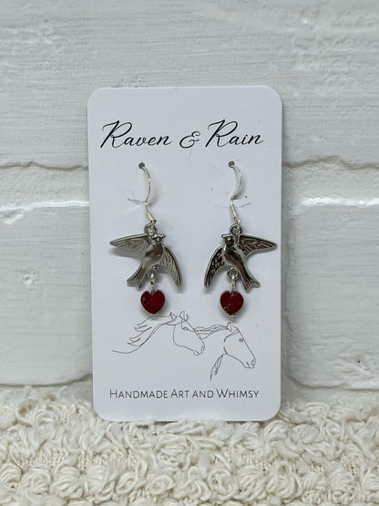 Raven & Rain Valentine Earrings - Silvertone