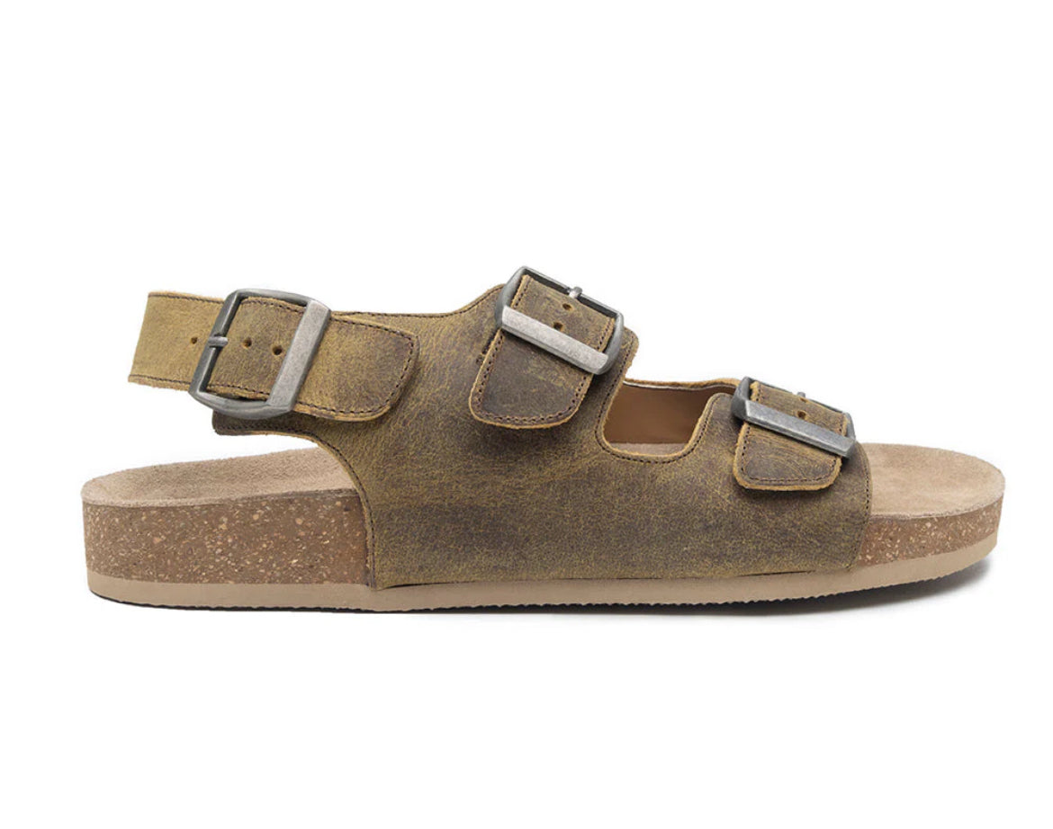Mountain Path Distressed Brown Suede Leather Sandals by Myra Bag
