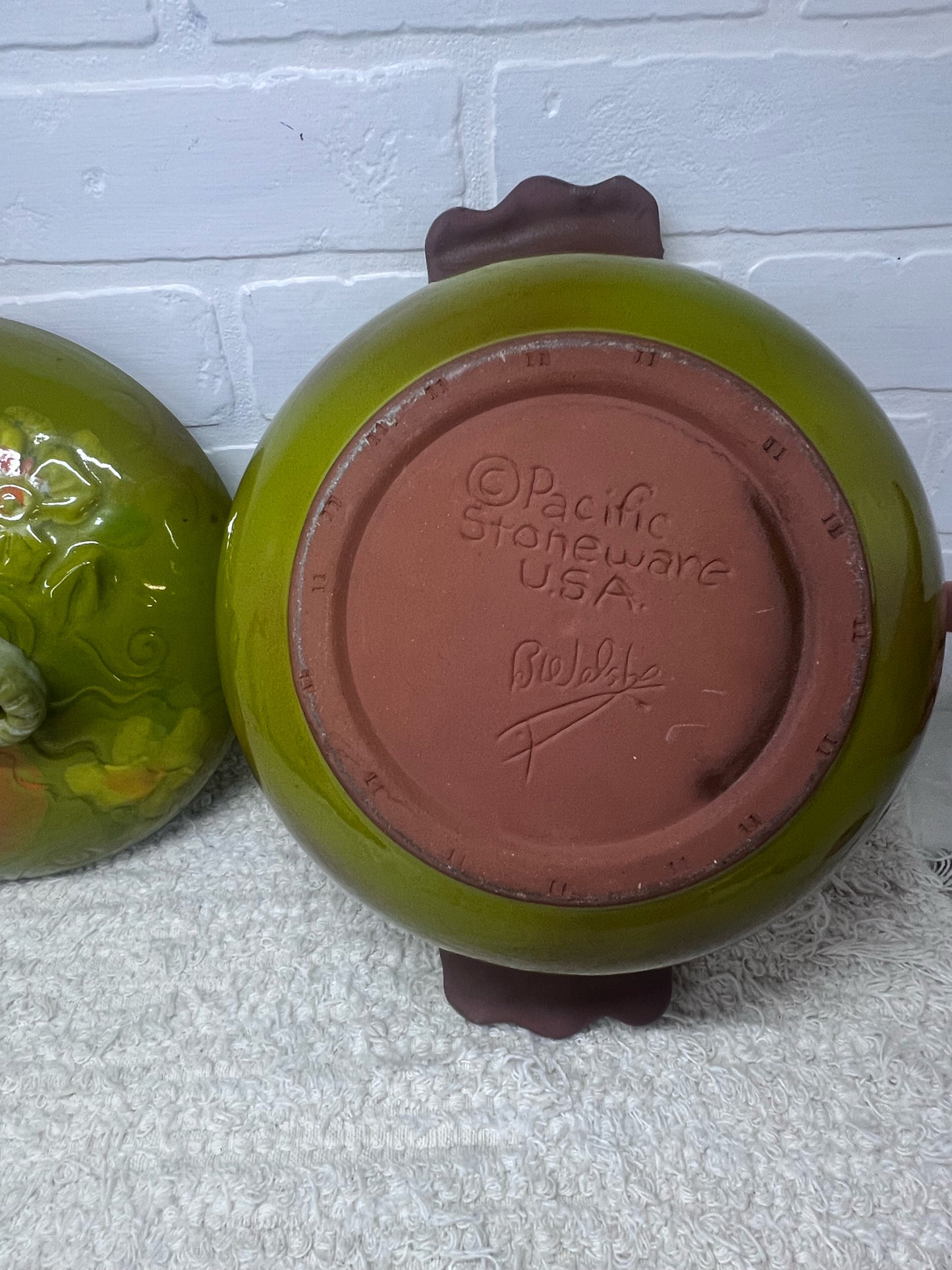 Pacific Stoneware 1970's Floral Rams Head Capricorn Casserole
