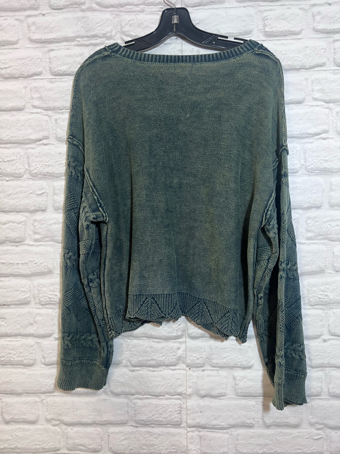 Size L POL Distressed Look Cable Knit  Sweater
